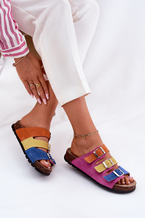 Жіночі Замшеві Сліпони З Застібками Panto Fino Fuksja RR267033