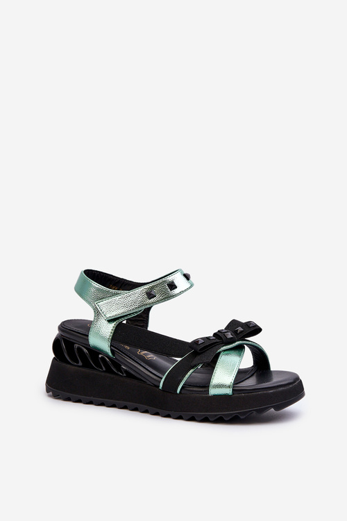 Жіночі босоніжки з бантом D&A CR956 Зелені