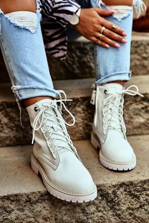 Жіночі туристичні черевики на плоскій підошві Big Star White GG274597