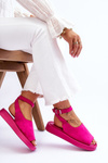 Зручні жіночі босоніжки на платформі кольору фуксії 