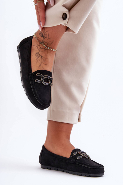 Жіночі замшеві лофери на плоскій підошві Black Appia