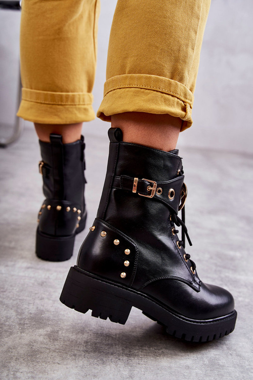 Шкіряні жіночі чоботи на шпильці чорні Leticia