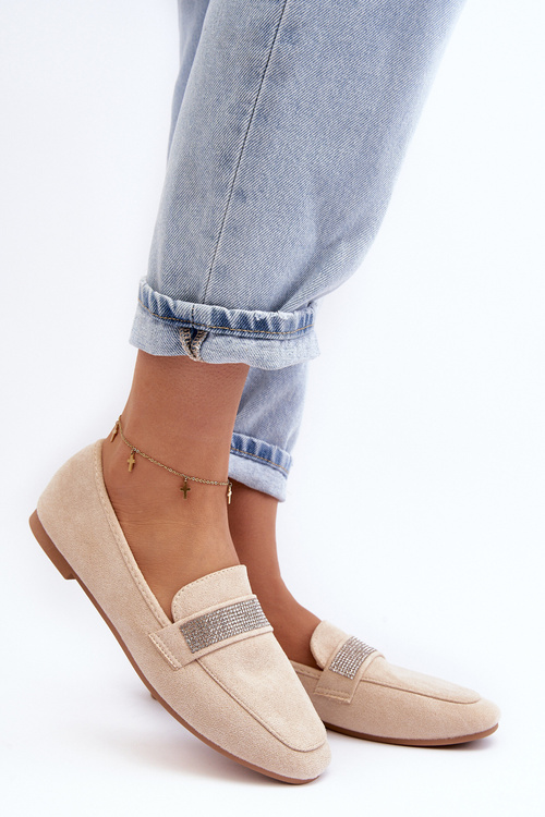 Жіночі мокасини з цирконами Ralrika бежеві