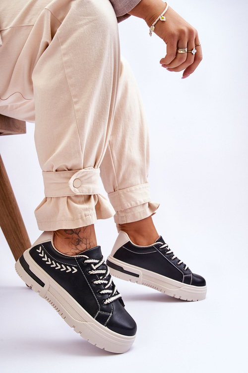 Зручне жіноче спортивне взуття на платформі Чорно-бежевий Деван