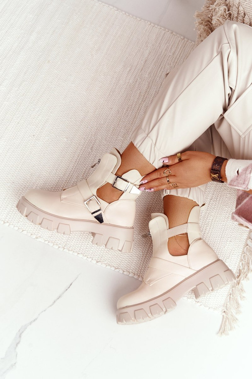 Чоботи жіночі на платформі бежеві Cosmic Love