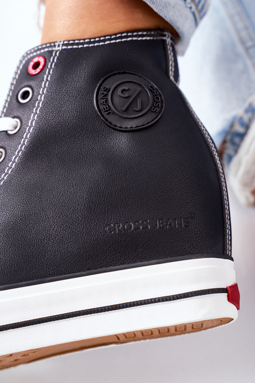 Шкіряні кросівки на танкетці Cross Jeans II2R4025 Чорні