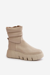 Zazoo 60512 Жіночі шкіряні ботильйони на блискавці, утеплені фетром, світло-бежеві