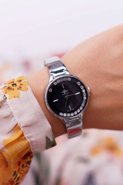 Жіночий годинник Michael John Silver Black Mirava