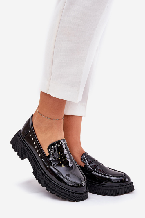 Жіночі Лаковані Мокасини З Декором Чорні Nallae