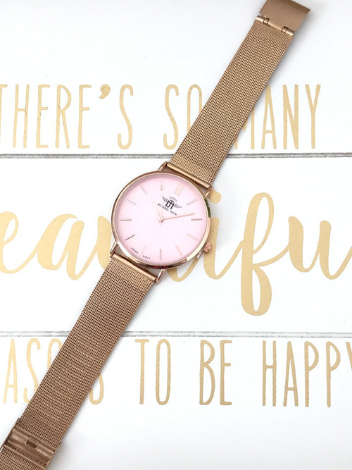 Жіночий годинник Michael John Florence, рожевий циферблат 40 мм