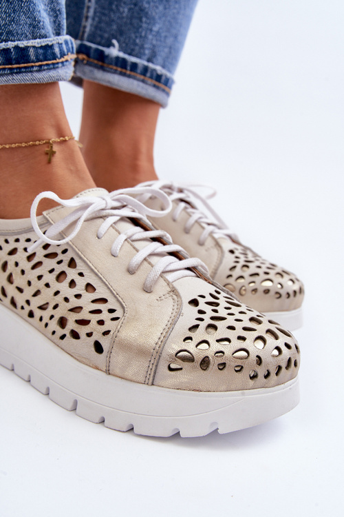 Шкіряні напівчеревики на платформі бежеві Hypnosis