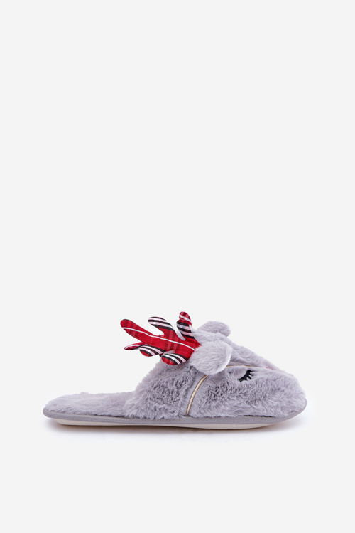 Різдвяні Тапочки З Мотивом Північного Оленя Сірі Sylaia