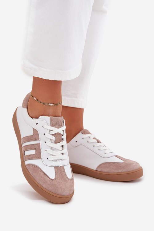 Жіночі Шкіряні Кросівки Vinceza 79557 Біло-Бежеві