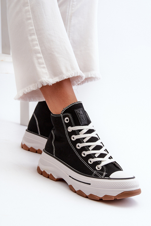 Чорні високі жіночі кросівки на платформі Valvia