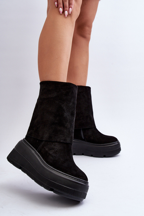 Замшеві черевики на платформі Maciejka Чорні 05319-01