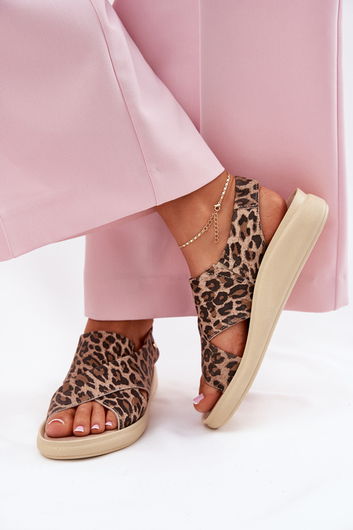 Zazoo 40392 Шкіряні Сандалі Жіночі Леопардові Коричневі