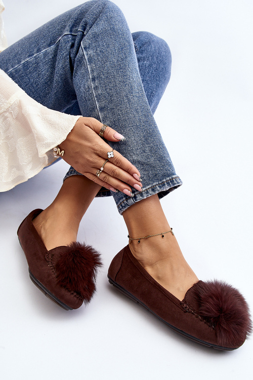 Жіночі мокасини з хутром коричневого кольору Novas