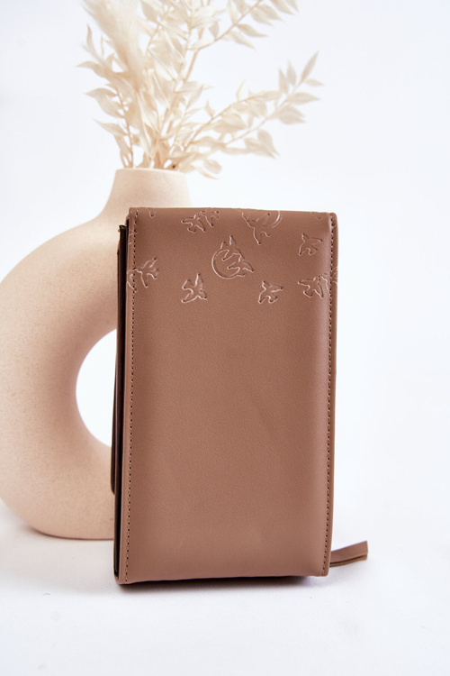 Модна сумочка-гаманець 2в1 з тисненням бежевий Savano