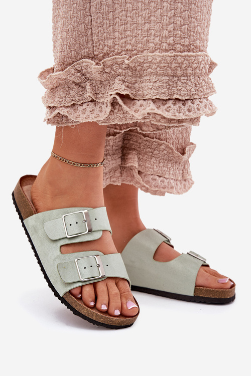 Жіночі Сандалі На Корковій Платформі З Пряжками М'ятні Evisolla