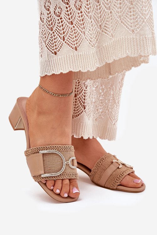 Дамські Сандалі На Підборах З Декоративним Елементом Темно-бежеві Julinemi