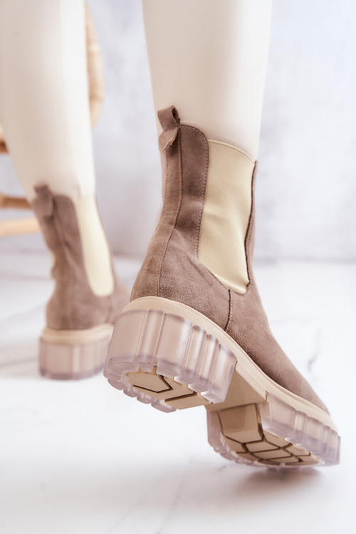 Жіночі замшеві бежеві чоботи Eliann