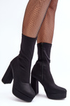 Чоботи на високих підборах із блискавкою Чорні Peculia 