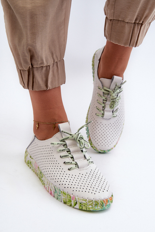 Жіночі білі черевики з натуральної шкіри на шнурівці Farnalea