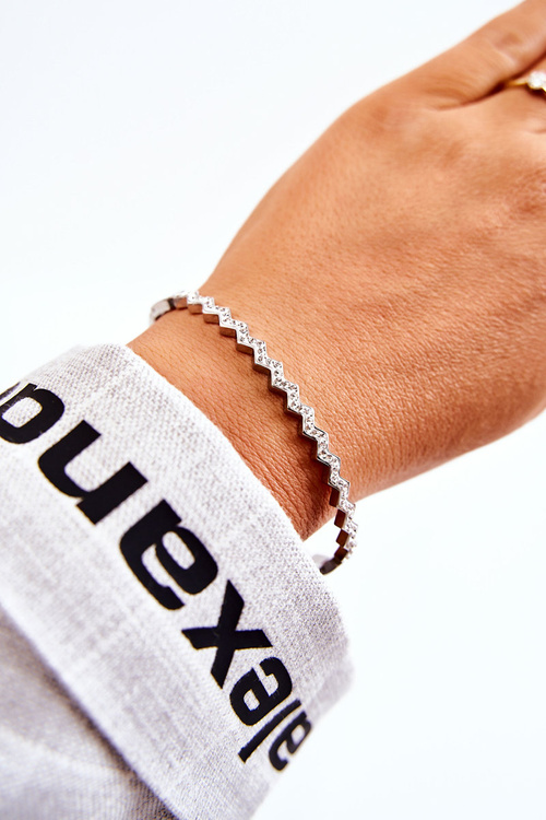 Жіночий сталевий браслет з цирконами Срібна корона