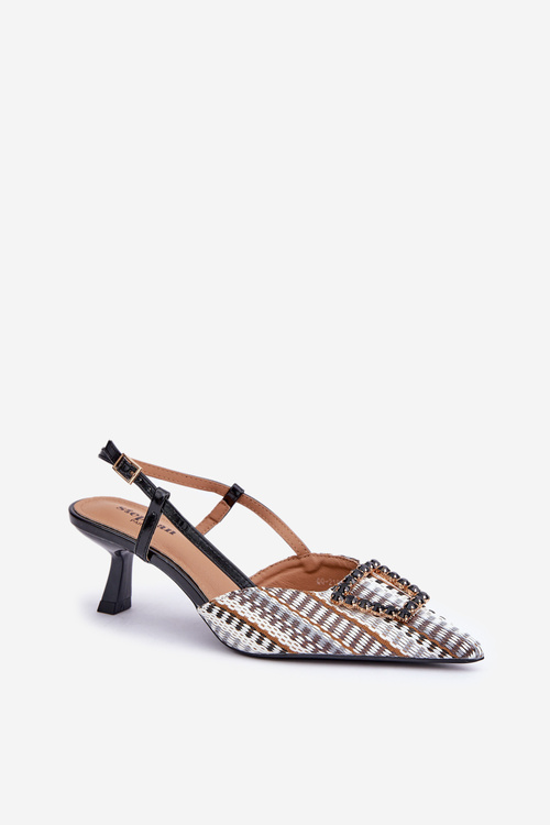 Туфлі На Каблуку З Декорацією І Відкритою Пяткою Чорні Teminora