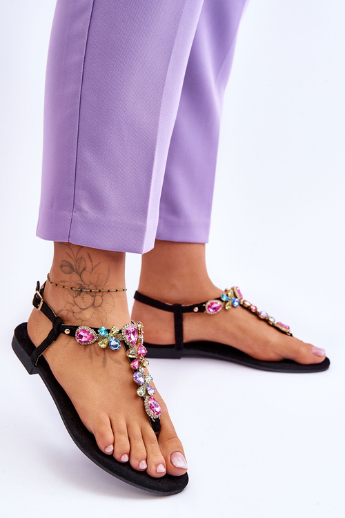 Замшеві шльопанці з камінням Black Frency