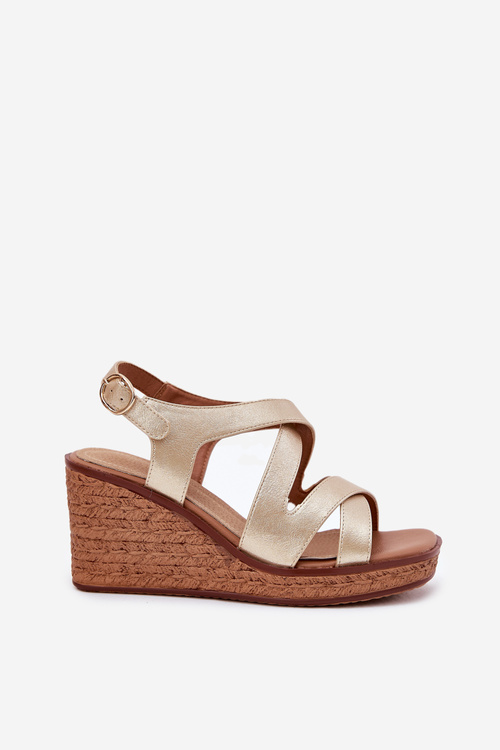 Жіночі Сандалі на Танкетці Sergio Leone SK223 Золоті