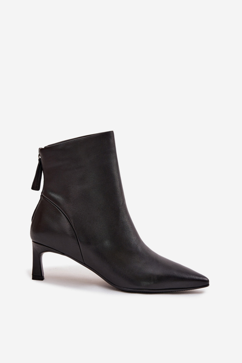 Жіночі чоботи з натуральної шкіри на підборах D&A CR52-661 Чорний