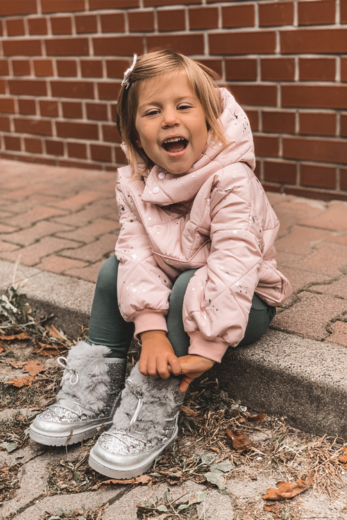 Дитячі чоботи Снігові чоботи з хутром сріблясті Мінні Маус