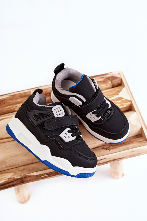 Дитяче шкіряне спортивне взуття чорно-синього кольору Marisa