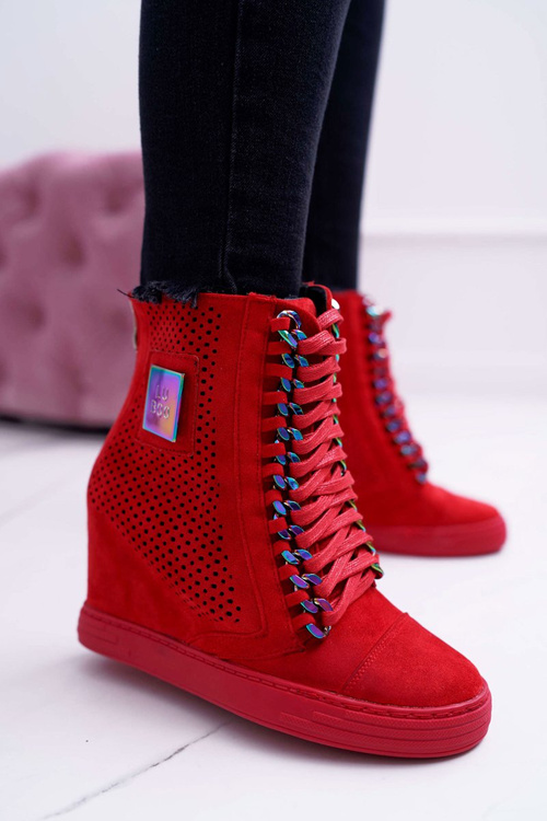 Жіночі кросівки Lu Boo Ажурні замшеві Red Clamma