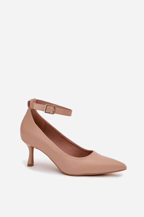 Туфлі на підборах з ремінцем темно-бежеві Perrine