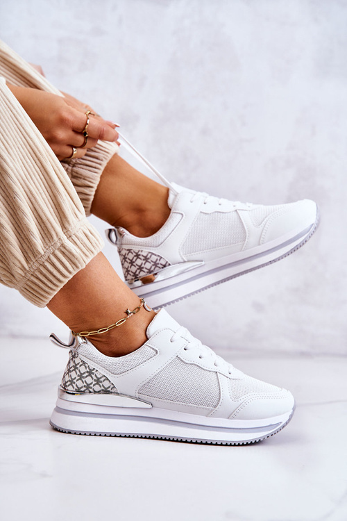 Жіночі класичні спортивні туфлі на танкетці білі Advanced