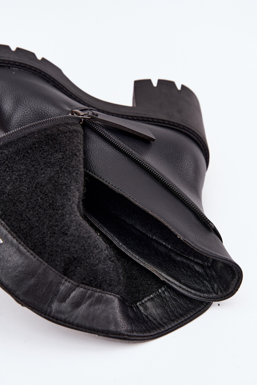 Жіночі ботильйони з масивним каблуком з подвійним блискавкою Vinceza 58605 Чорний