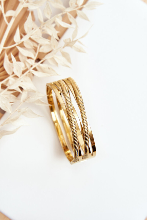 Сталевий браслет із золотом з цирконію