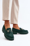 Замшеві класичні лофери з бахромою зеленого кольору Averil