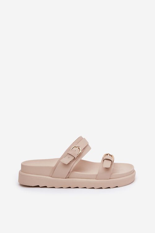 Жіночі Сандалі На Платформі З Золотими Пряжками Бежеві Wernone