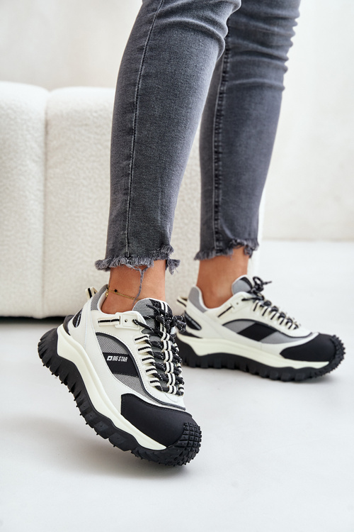 Шкіряні жіночі кросівки на платформі Big Star OO274A220 HI-POLY SYSTEM білий-чорний