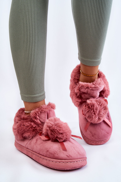 Жіночі хутряні сліпони з помпоном рожеві Noemi