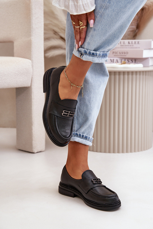 Zazoo 20102 Стильні лофери з лакованої шкіри на масивній платформі чорні