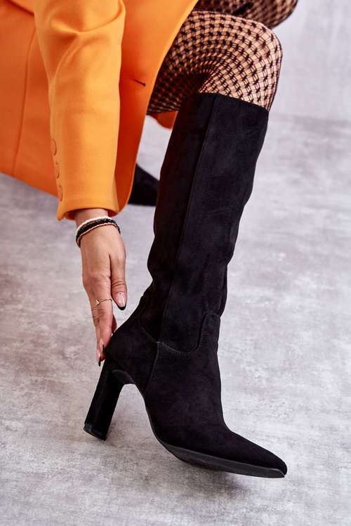 Жіночі чоботи еко-замша чорні Truly Love