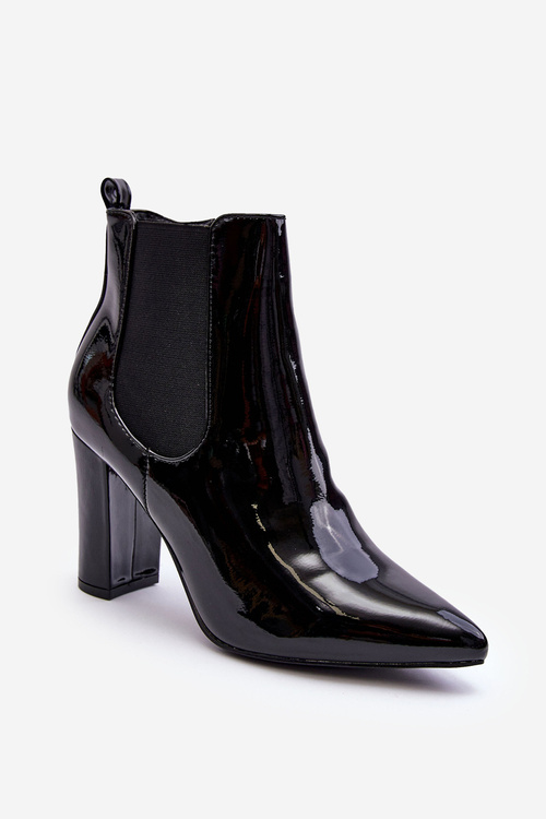 Лаковані чоботи на підборах Чорні Evita 