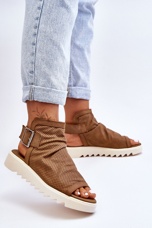 Шкіряні ажурні босоніжки верблюжа Аліма