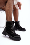 Жіночі декоровані ботильйони на шнурівці чорні Santelia