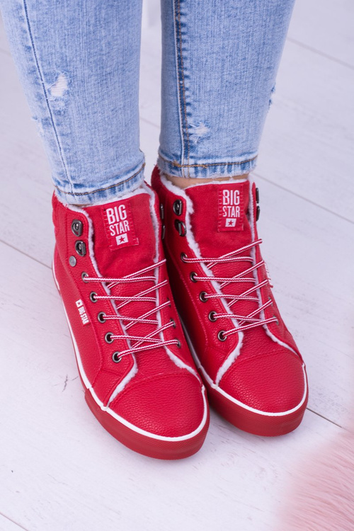 Утеплені червоні жіночі тенісні туфлі Big Star BB274003