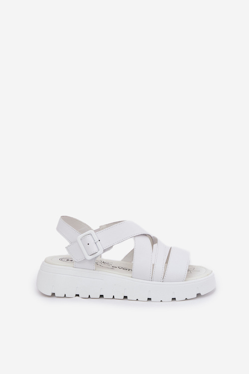 Жіночі Шкіряні Сандалі На Платформі З Пряжкою Білі Selianae